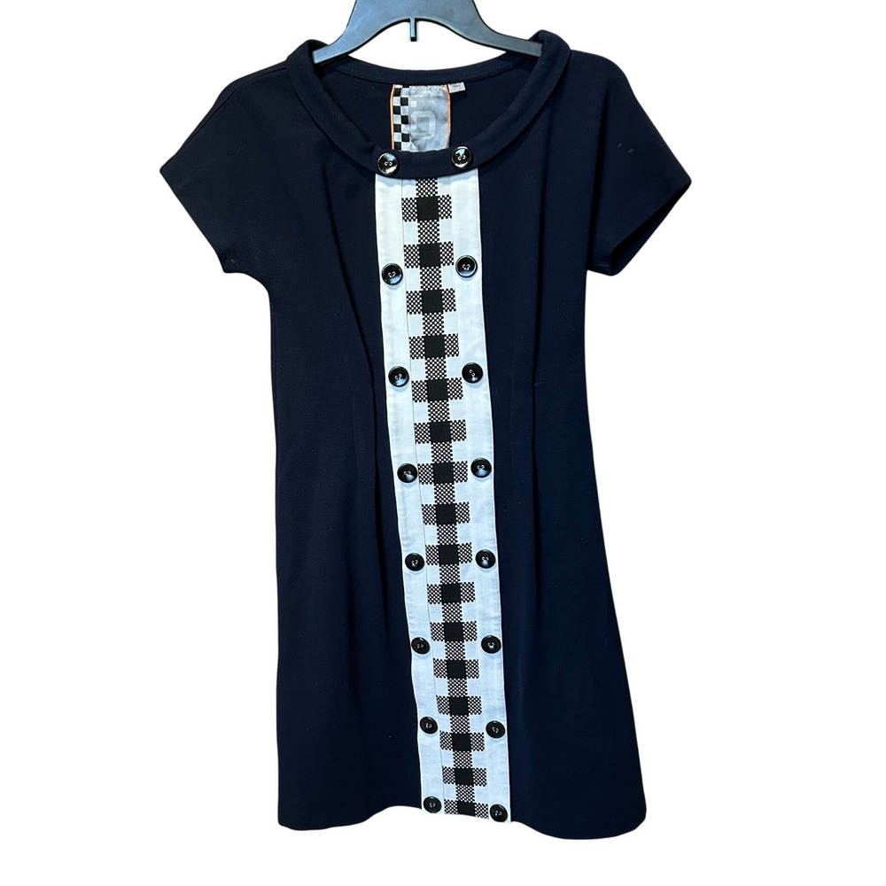 L.A.M.B. Gwen Stefani Mini Dress 6 Navy Blue Checkered Mod Spring 2008